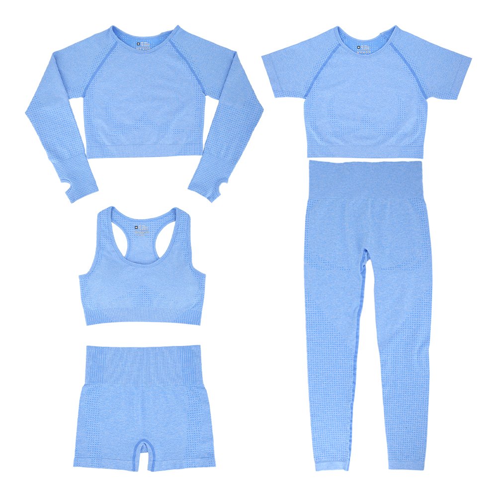 Women's seamless fitness top long-sleeved sports high-waist tight-fitting hip-lifting yoga pants yoga clothing suit