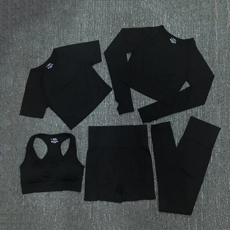 Women's seamless fitness top long-sleeved sports high-waist tight-fitting hip-lifting yoga pants yoga clothing suit