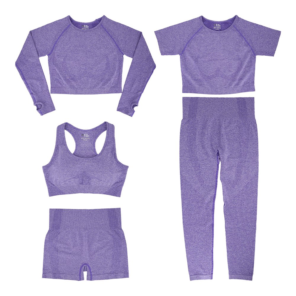 Women's seamless fitness top long-sleeved sports high-waist tight-fitting hip-lifting yoga pants yoga clothing suit