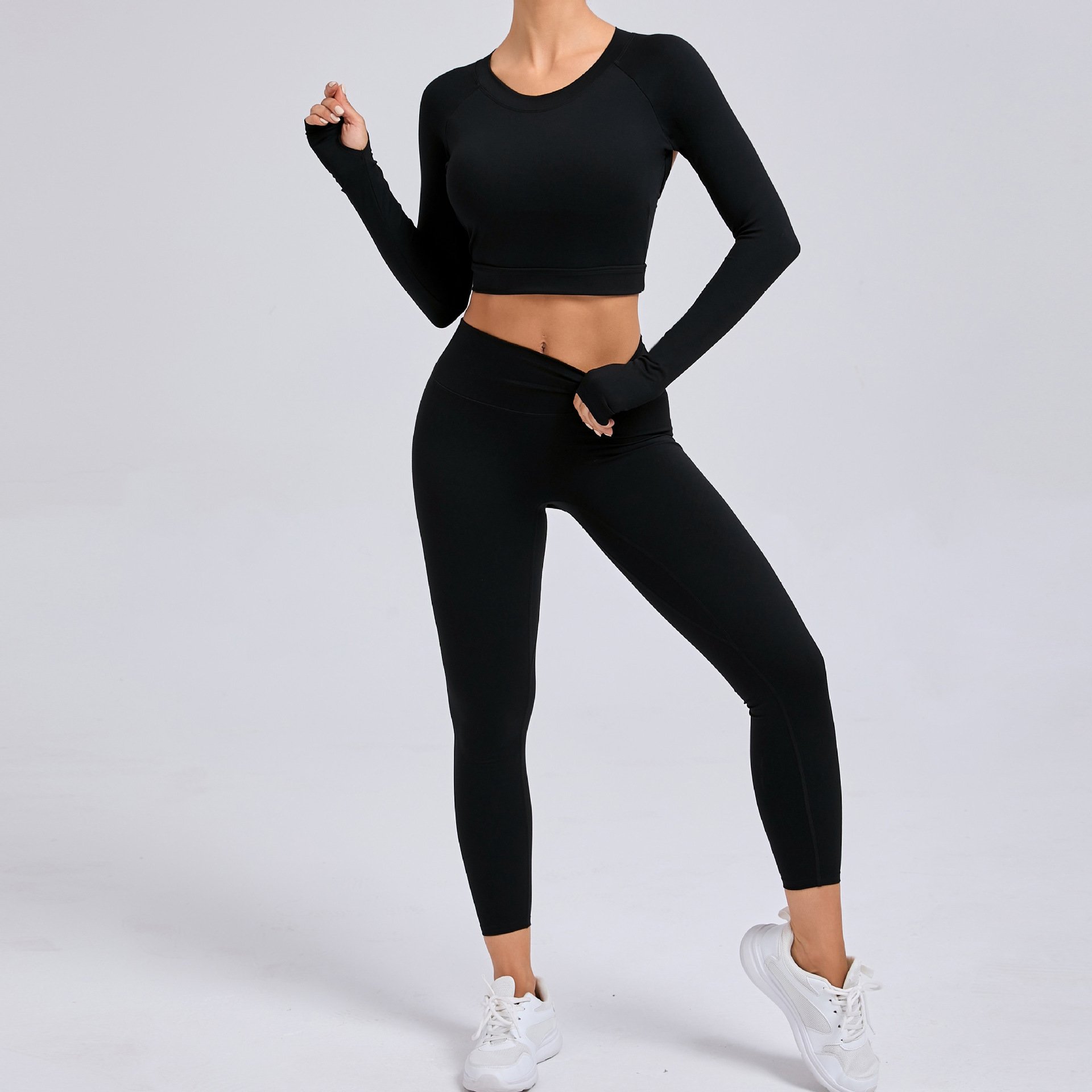 Wholesale Quick Dry Athletic Gym Fitness Yoga Bra Custom Logo Sportswear Sustainable Active Wear Women's Long Sleeve Sports Top