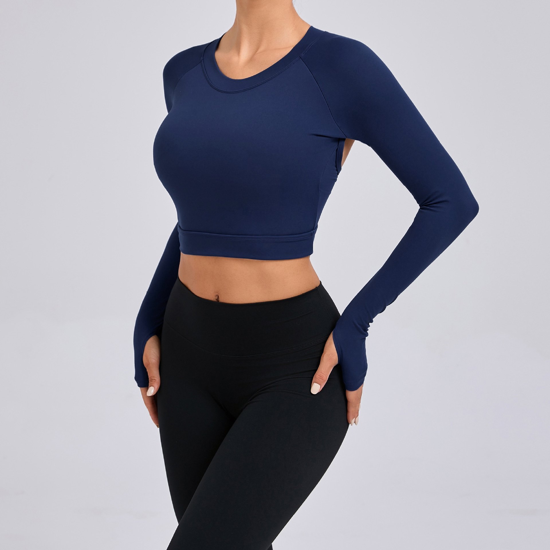 Wholesale Quick Dry Athletic Gym Fitness Yoga Bra Custom Logo Sportswear Sustainable Active Wear Women's Long Sleeve Sports Top