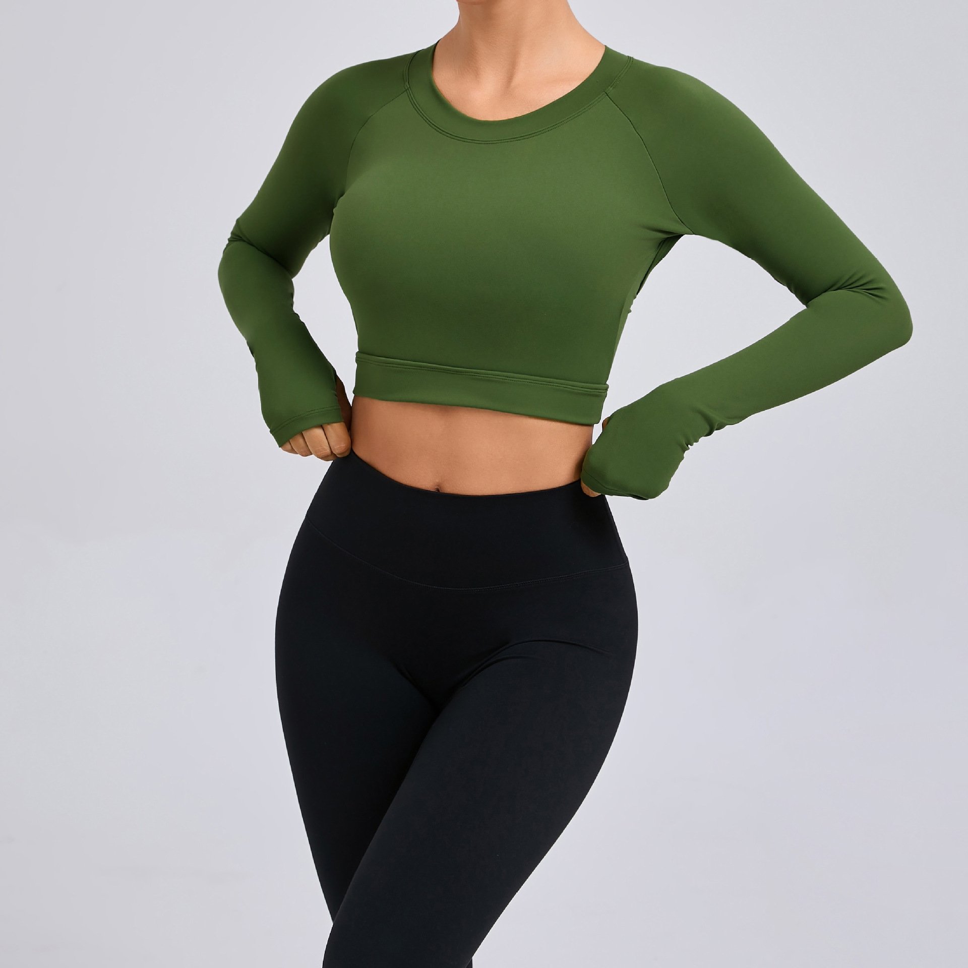 Wholesale Quick Dry Athletic Gym Fitness Yoga Bra Custom Logo Sportswear Sustainable Active Wear Women's Long Sleeve Sports Top
