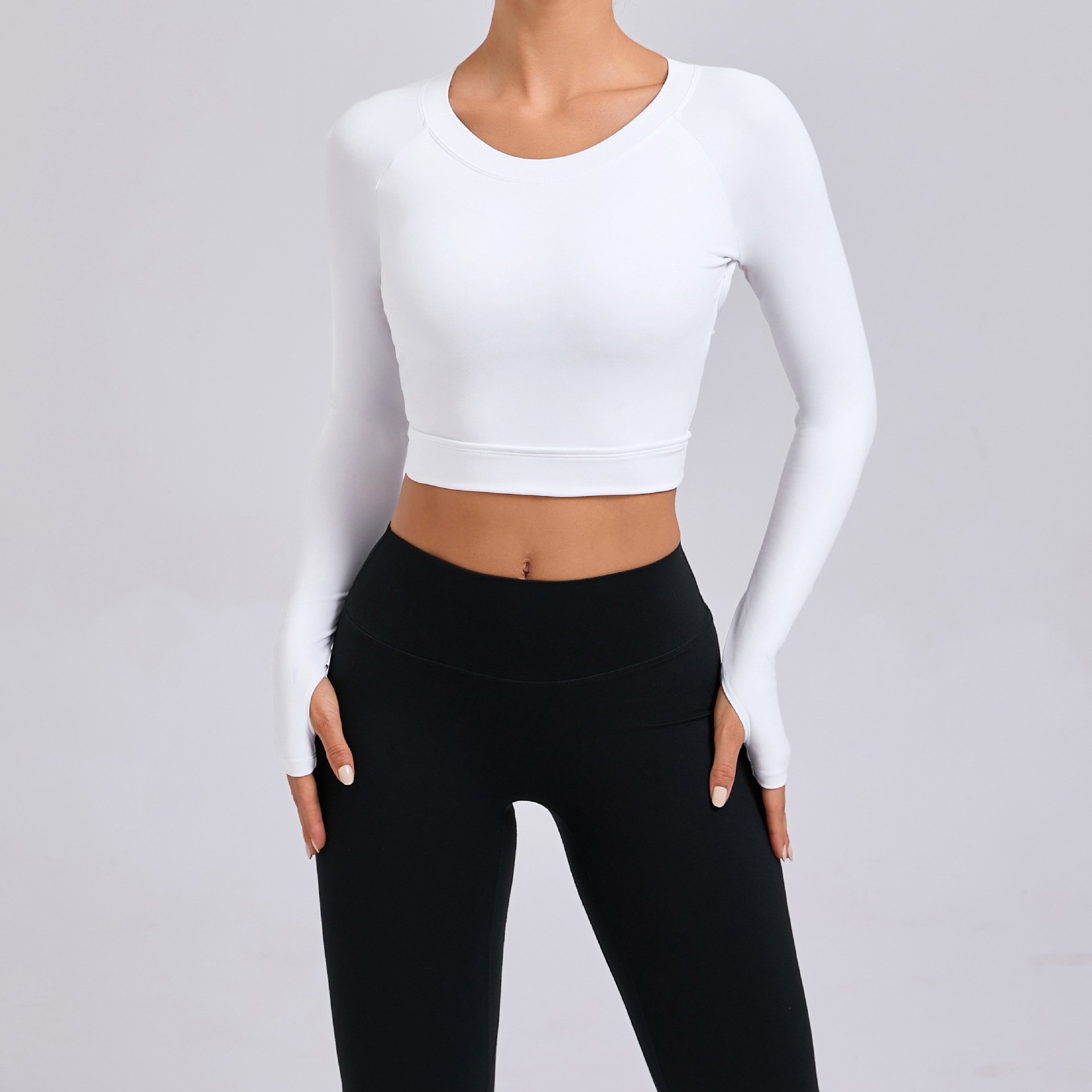 Wholesale Quick Dry Athletic Gym Fitness Yoga Bra Custom Logo Sportswear Sustainable Active Wear Women's Long Sleeve Sports Top