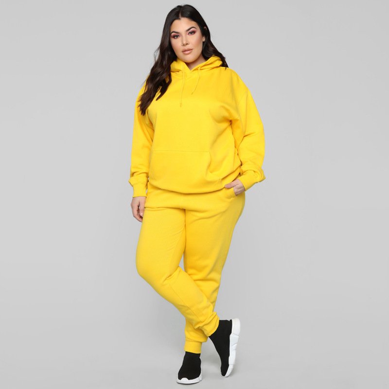 Women two piece set Fall and Winter sweatpants and hoodie set Plus Size Women's Cotton tracksuits for women sets