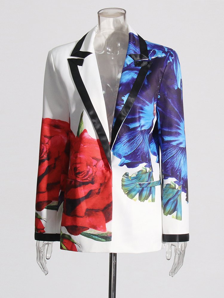 TWOTWINSTYLE New Arrivals Formal Suit Set Women'S Elegant Floral Printed Blazer Flare Pants Two Pieces Set