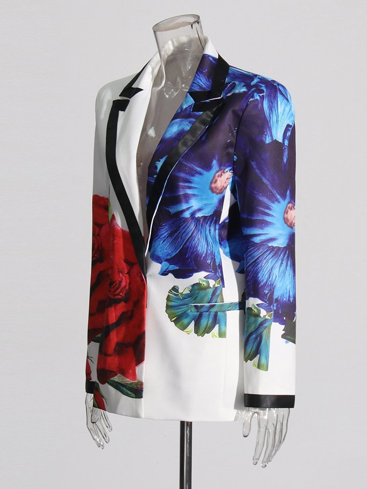 TWOTWINSTYLE New Arrivals Formal Suit Set Women'S Elegant Floral Printed Blazer Flare Pants Two Pieces Set