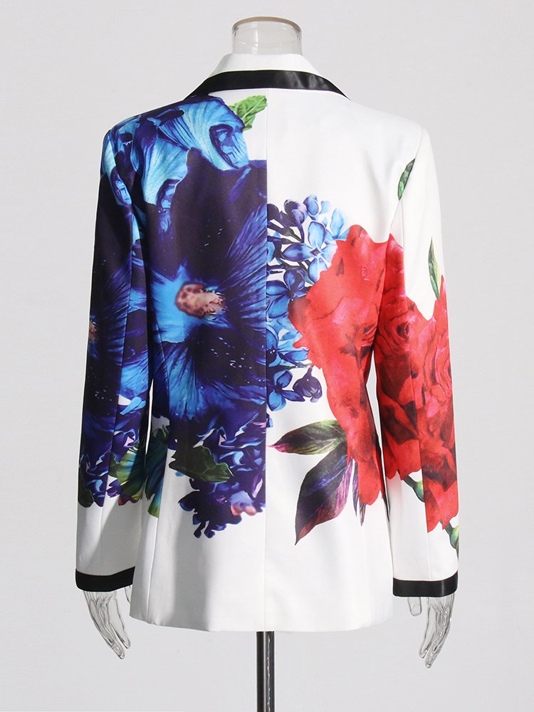 TWOTWINSTYLE New Arrivals Formal Suit Set Women'S Elegant Floral Printed Blazer Flare Pants Two Pieces Set