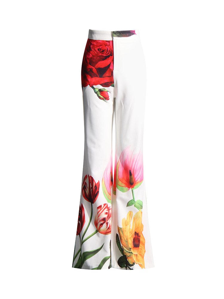 TWOTWINSTYLE New Arrivals Formal Suit Set Women'S Elegant Floral Printed Blazer Flare Pants Two Pieces Set