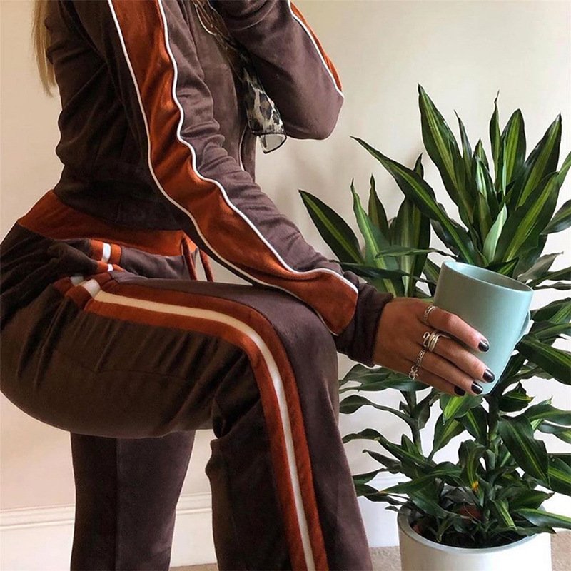 Letter embroidered 2 pcs sets fashion shinny pink sports women's clothing Tracksuit slim straight Sweatpants Streetwear suit