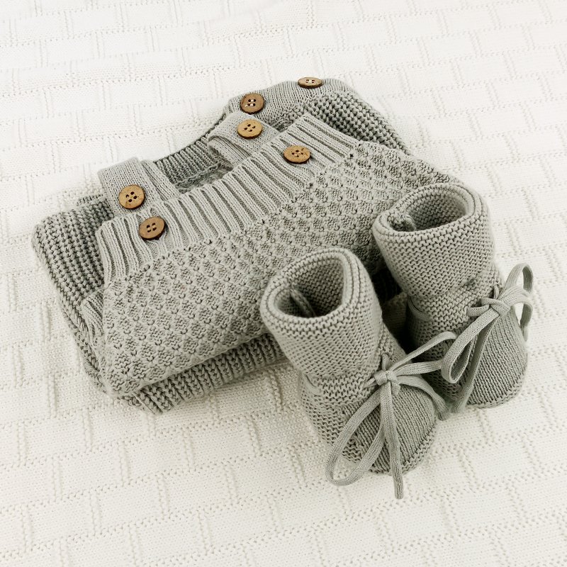 Paleo Baby Knitted Set 3 Pieces Baby Overall Set Winter Chunky Knit Sweater New Born Bloomers Clothes Set(price Only For Sweater