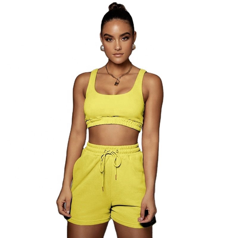 Custom Logo Knit Summer Crop Winter Tops Two Piece Cotton Shorts Pants Set Joggers Sets Outfits 2 Piece Sweatsuit Loungewear