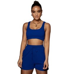 Custom Logo Knit Summer Crop Winter Tops Two Piece Cotton Shorts Pants Set Joggers Sets Outfits 2 Piece Sweatsuit Loungewear