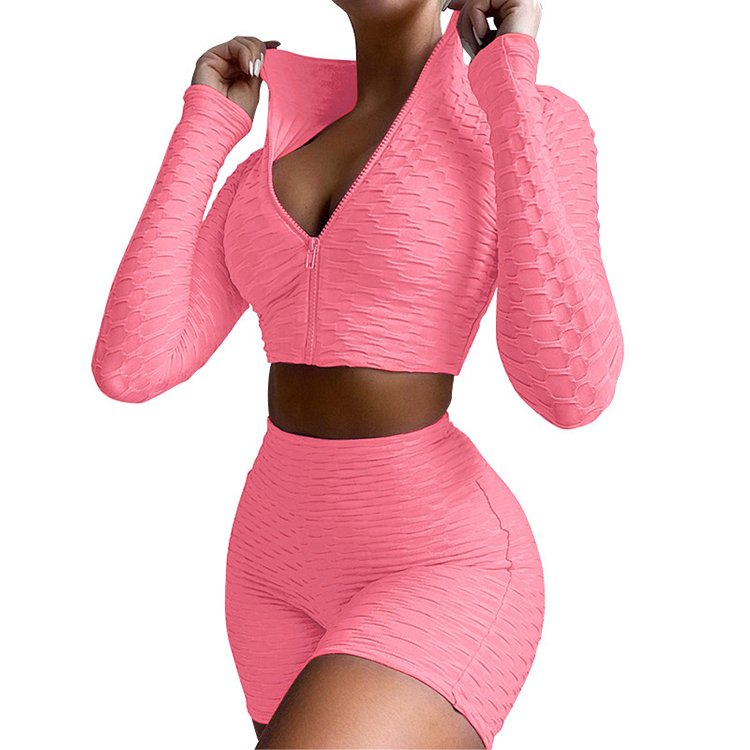 Custom Logo Hot Selling Women Active Wear Crop Jacket Yoga Leggings And Tops Fitness Yoga Set