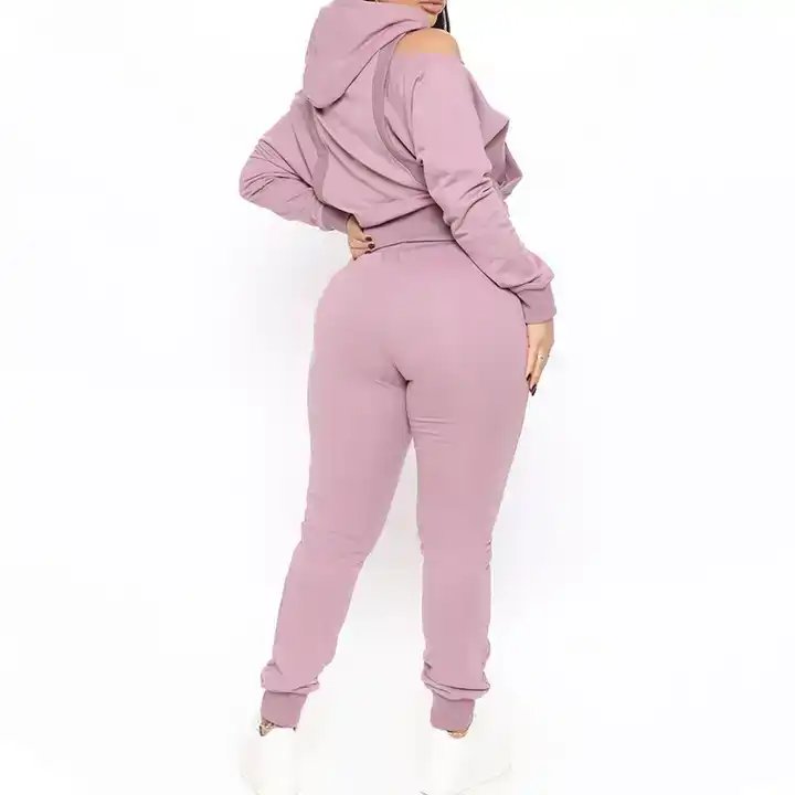 OEM Hot Sale Custom Thick Fleece Wholesale Women Clothing Sweatpants Hoodie Jogger Sets Plain Blank Sweatsuit Set Tracksuit