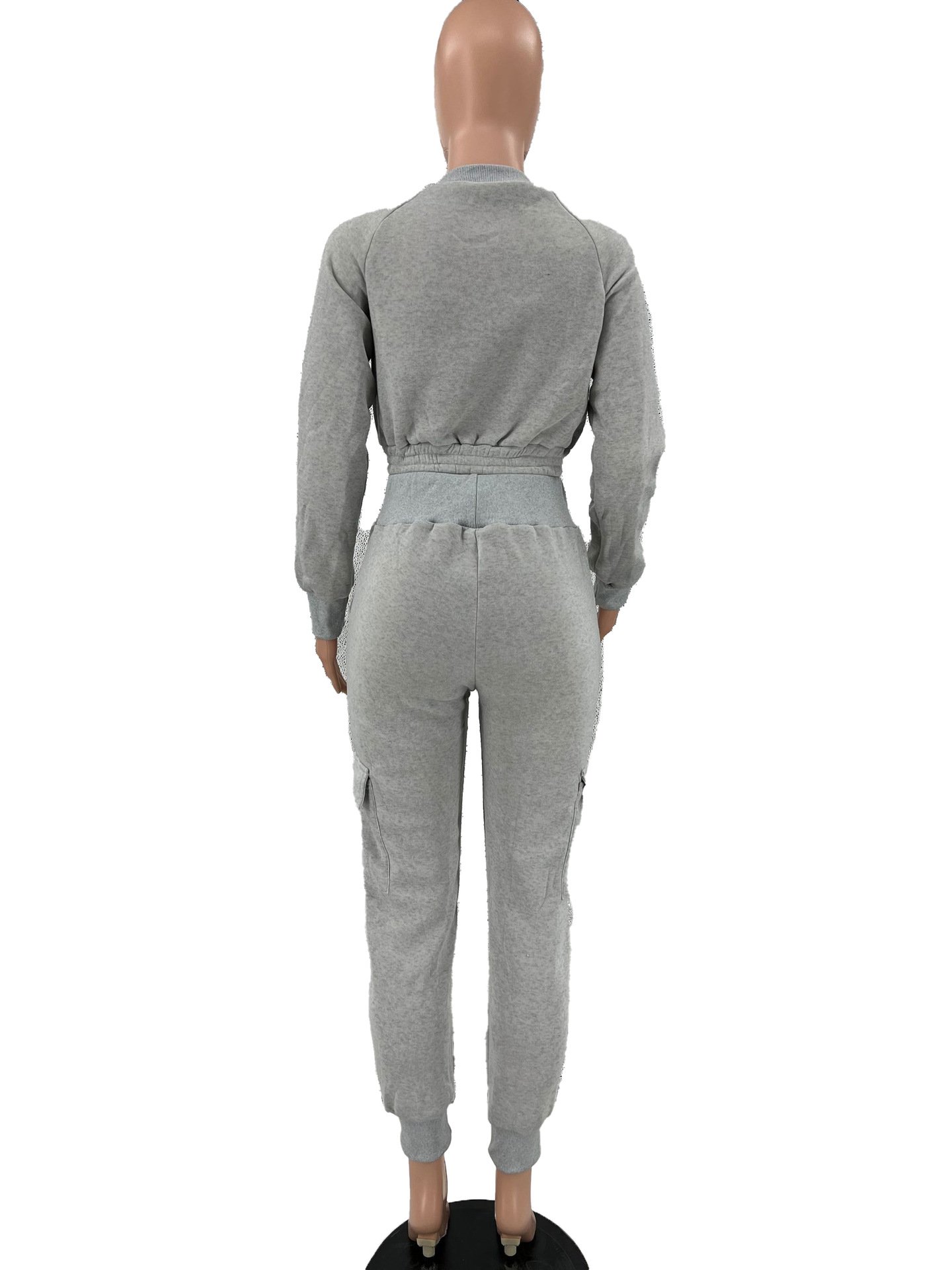 QY Autumn Solid Women Casual Cargo Two Piece Set Tracksuits Long Sleeve Zip-up Hooded Sweatshirts Crop Top Pants Jogger Suits