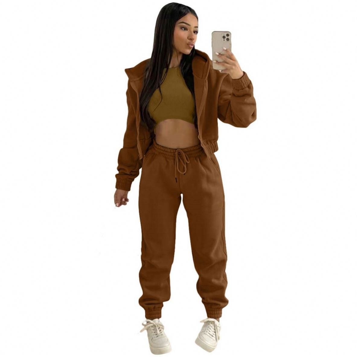 Wholesale Women's Women Clothing Sets OEM Custom Logo Tracksuit Lounge Wear Sweatpants And Hoodie 3 Piece Set