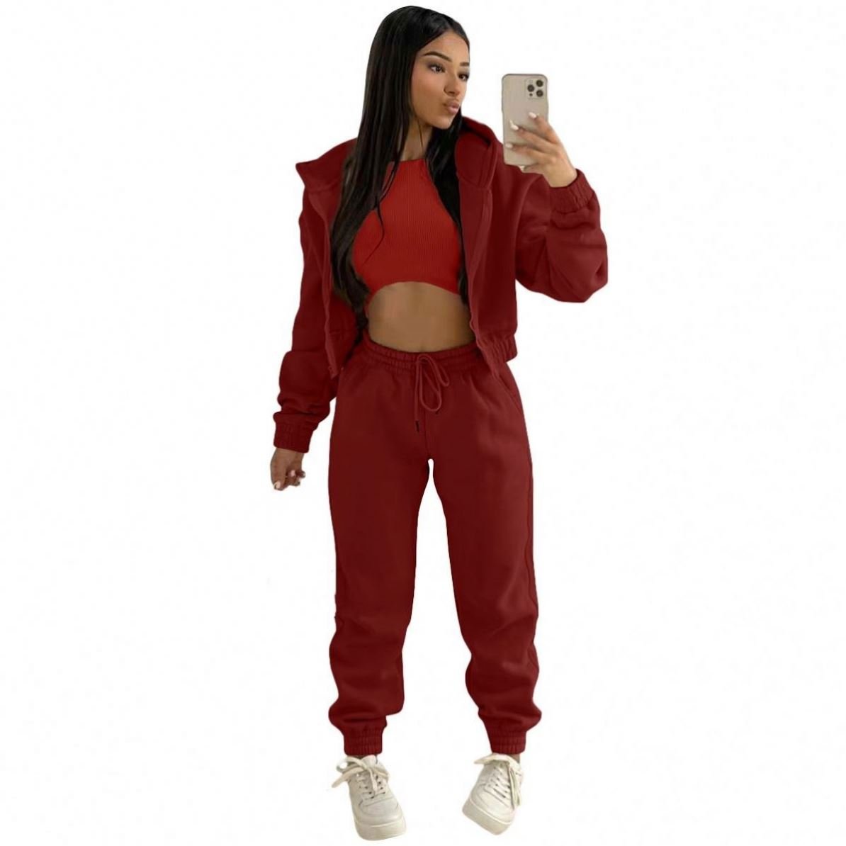 Wholesale Women's Women Clothing Sets OEM Custom Logo Tracksuit Lounge Wear Sweatpants And Hoodie 3 Piece Set