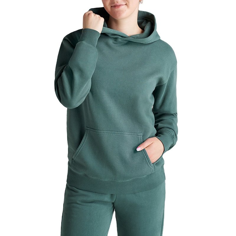 Custom women pullover sweatshirt and sweats pant loungewear set made from cotton and polyester fleece women's tall hoodie set