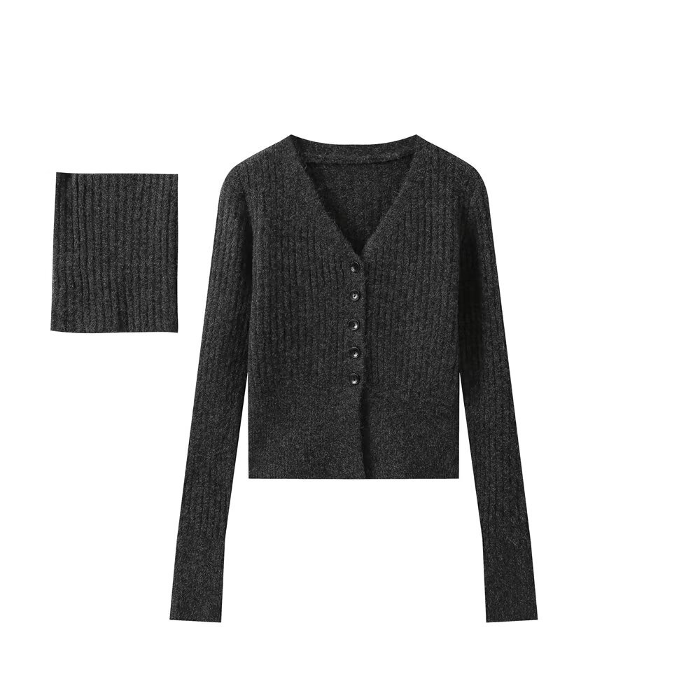 PB&ZA set woman 3 pieces 2024 Fashion knit suit Vintage Contrasting crocheted collar knitwear Female + Pants Women's suit