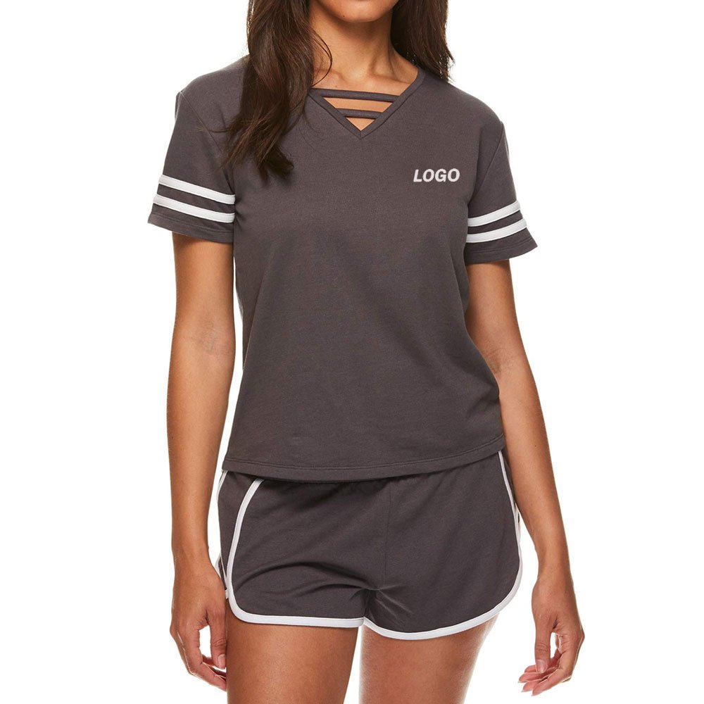 Best Selling Summer Twin Set For Ladies / Women Latest Fashion Clothes Casual Women Short T Shirt & Short Twin Set