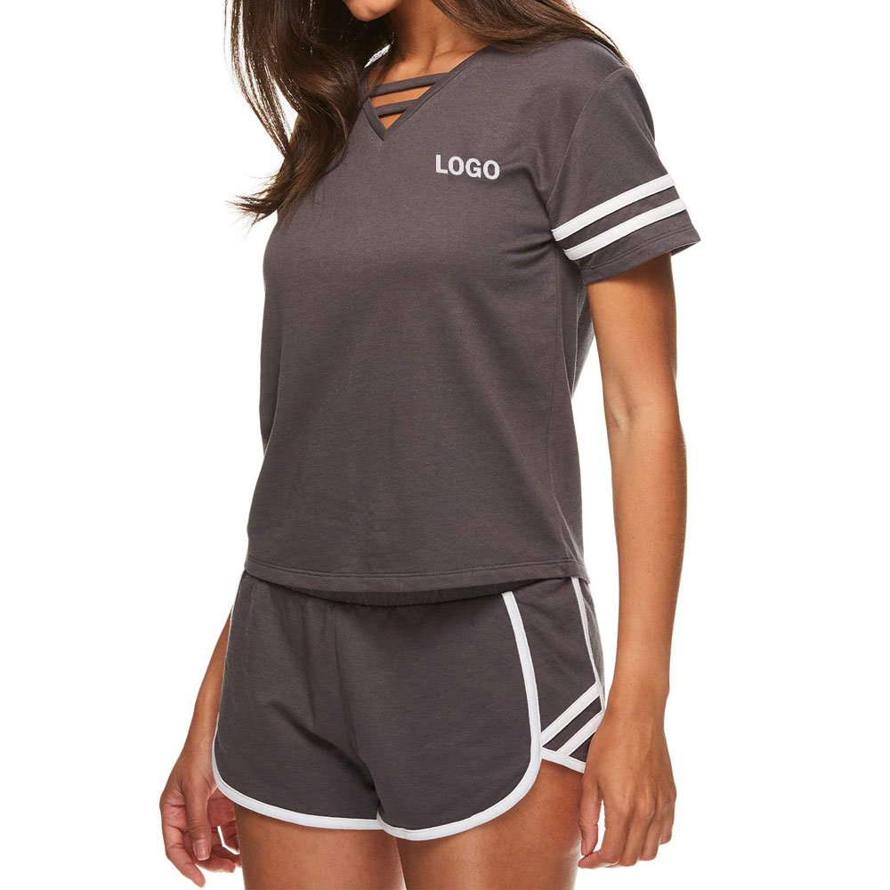 Best Selling Summer Twin Set For Ladies / Women Latest Fashion Clothes Casual Women Short T Shirt & Short Twin Set