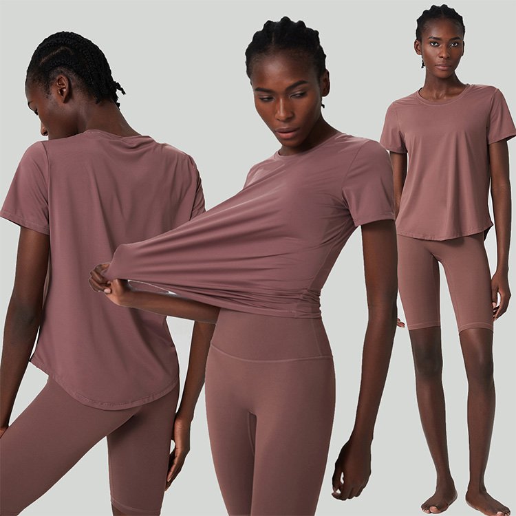 Custom Two Piece Set Short Sleeved T Shirts Shorts Leggings Sports Gym Fitness Sets Large Size Loose Yoga Set