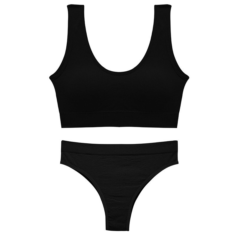 Seamless Women Bra Panties Set Custom Push up Sports Bra Set G-string Seamless Active Bra Panties Set Fitness Crop Top Underwear