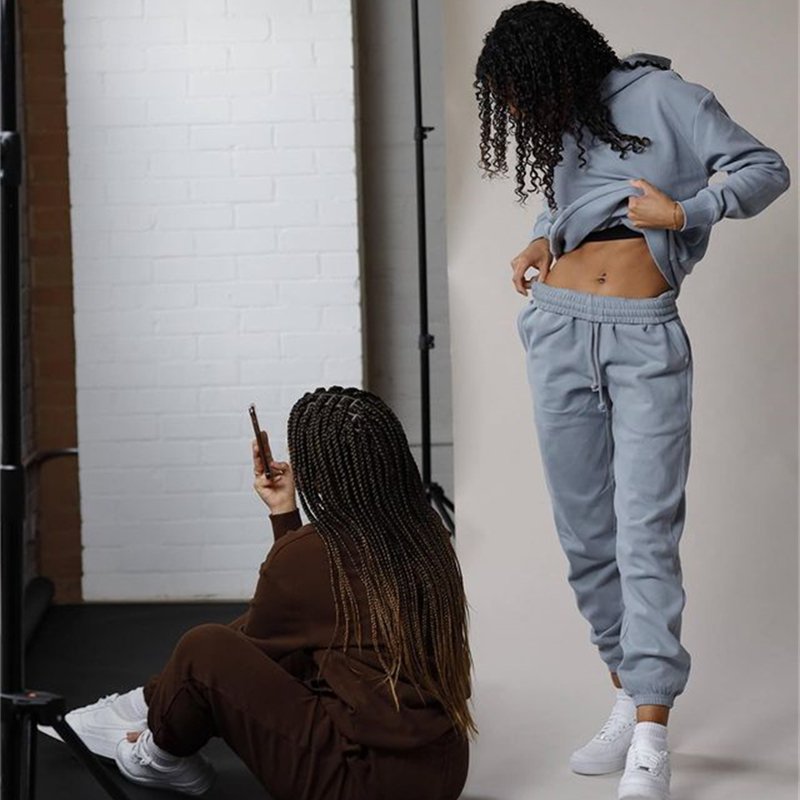 Custom Winter Casual Gym Fitness Sport Cotton Plus Size Two Piece Jogging Sets Women's Tracksuit Heavyweight Pullover Hoodies