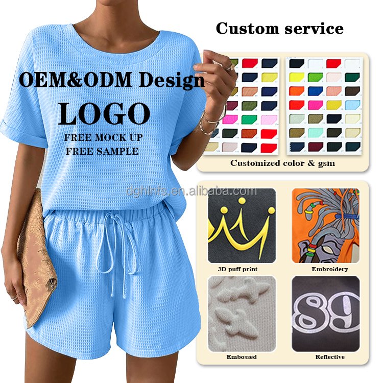 Custom Women's Sets Custom Logo Short Set Clothing Biker Summer Outfit Workout Two Piece For Women 2 Piece Shorts Set