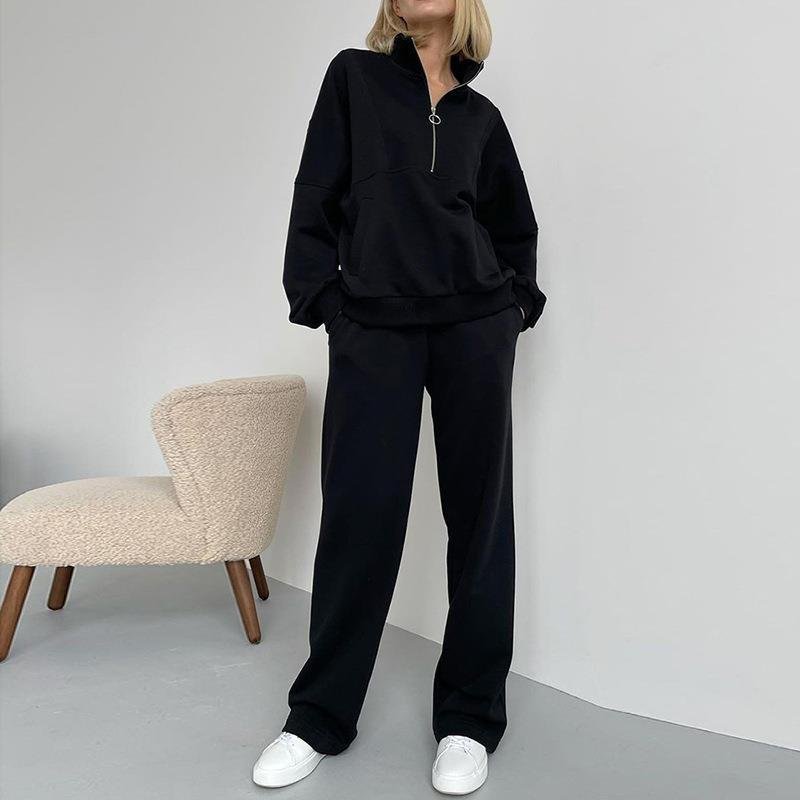 Fashion Casual Women's Suits Womens Half Zip Sweatshirt Loose Thickened Long Sleeve Women's Sets