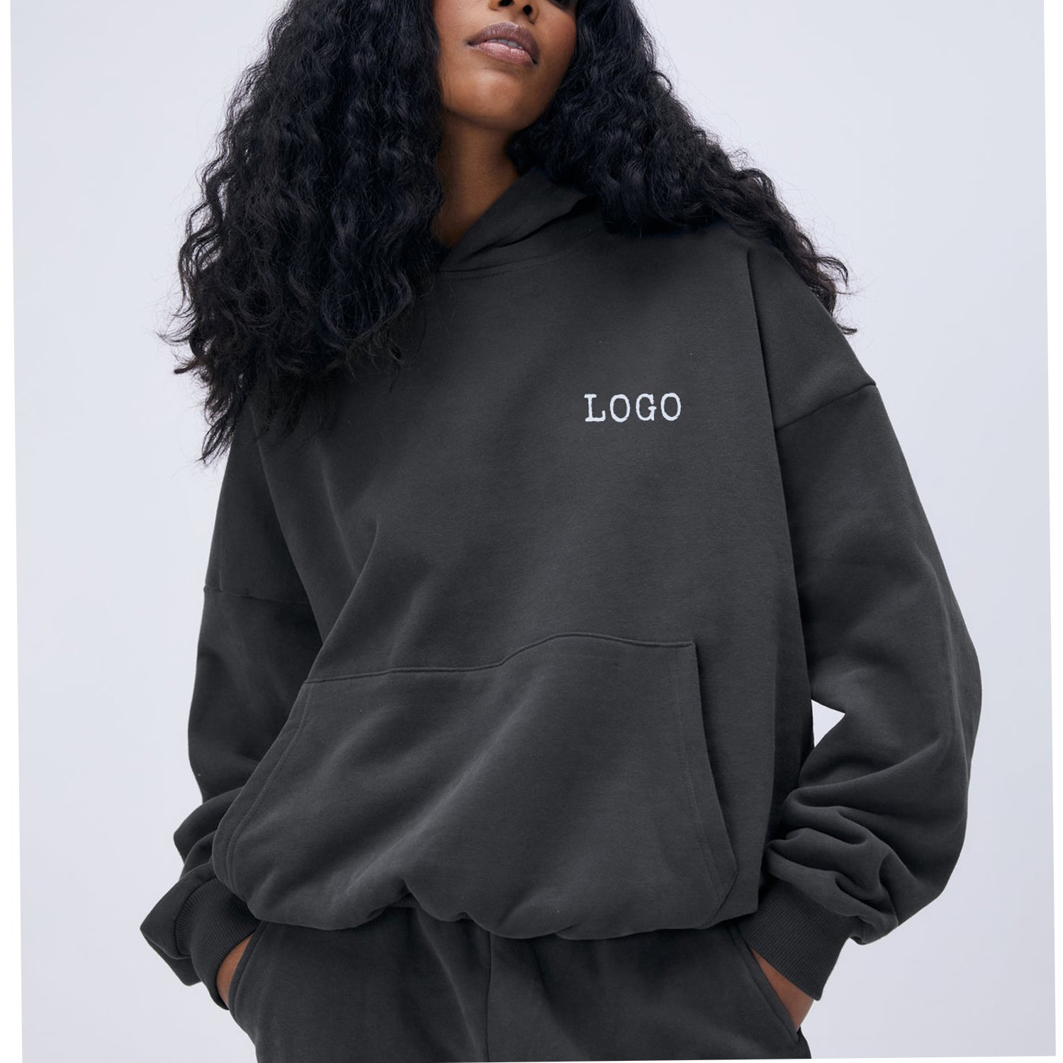Fall 2024 women's clothing cotton tracksuit 2 piece harem pants and side pocket hoodie set custom women sweatsuit set