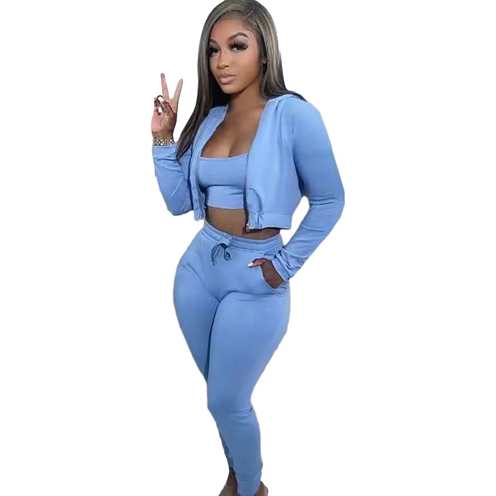 Fall plus size women's clothing fashion sexy ladies blank tracksuits high quality women sweatsuits sets 3 piece outfit