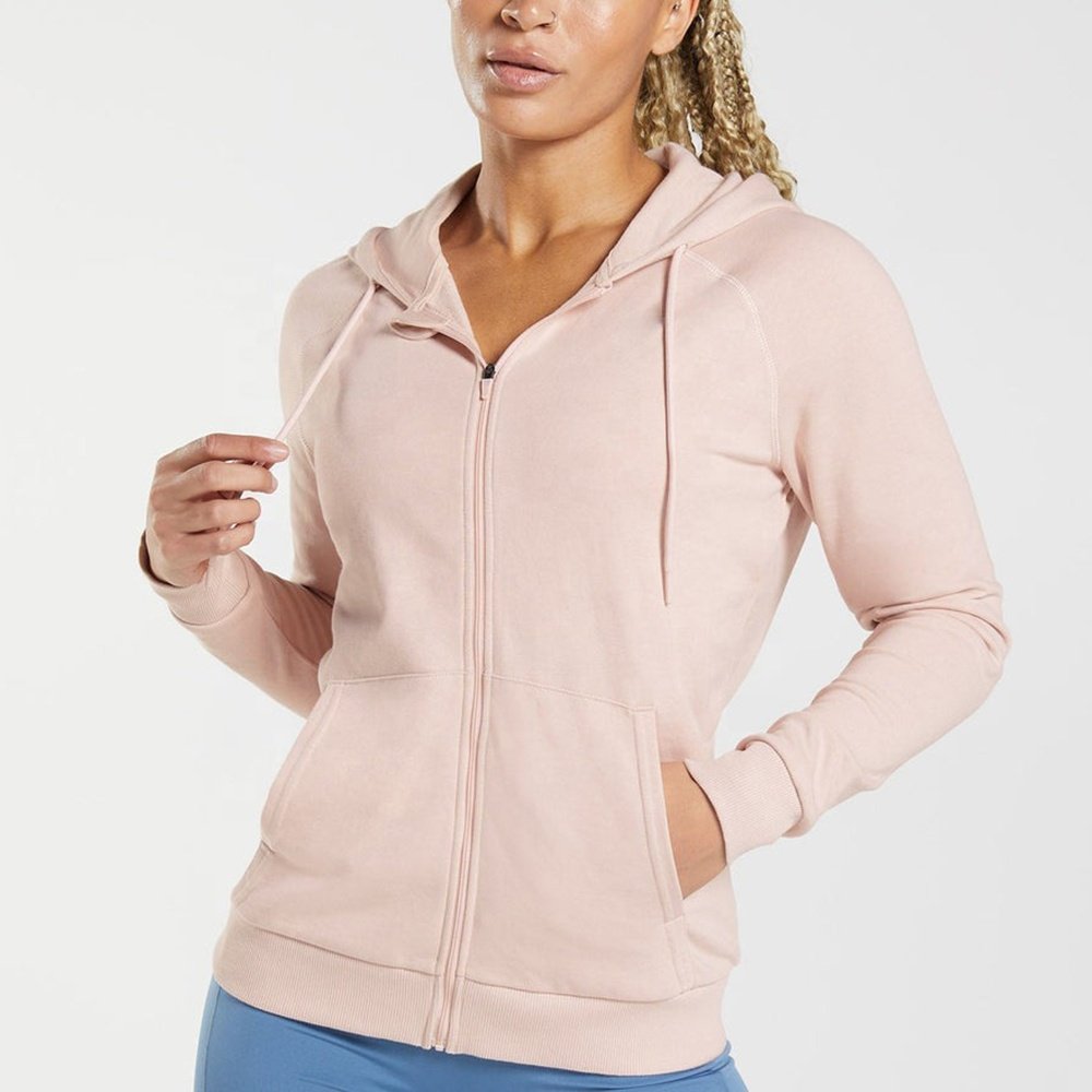 New 2024 wholesale Women's Zip Up Hoodie custom logo Basic Zipper Hooded Sweatshirt zipper hoodie for women