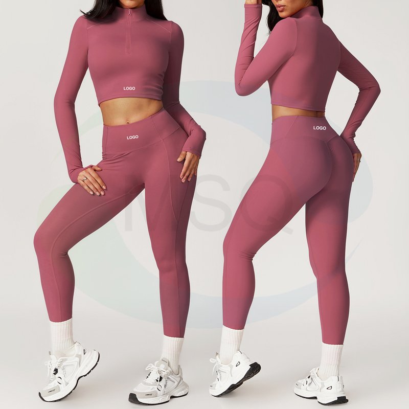 Custom women's sets Fitness Sportswear Long Sleeve Gym Jackets Workout leggings yoga shorts 3 Pcs Sets Activewear Set for women