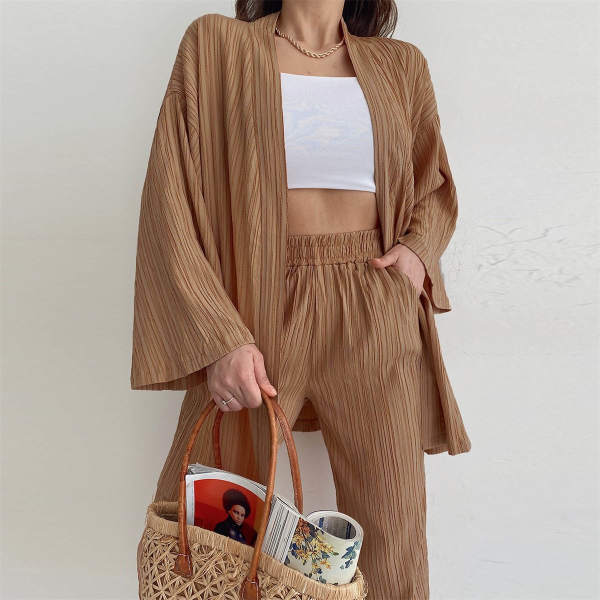 Cardigan Top Straight Pants Two Piece Set Womens Clothing Fall 2022 High Quality Long Sleeve Lounge Wear Sets 2 PCS Women's Sets