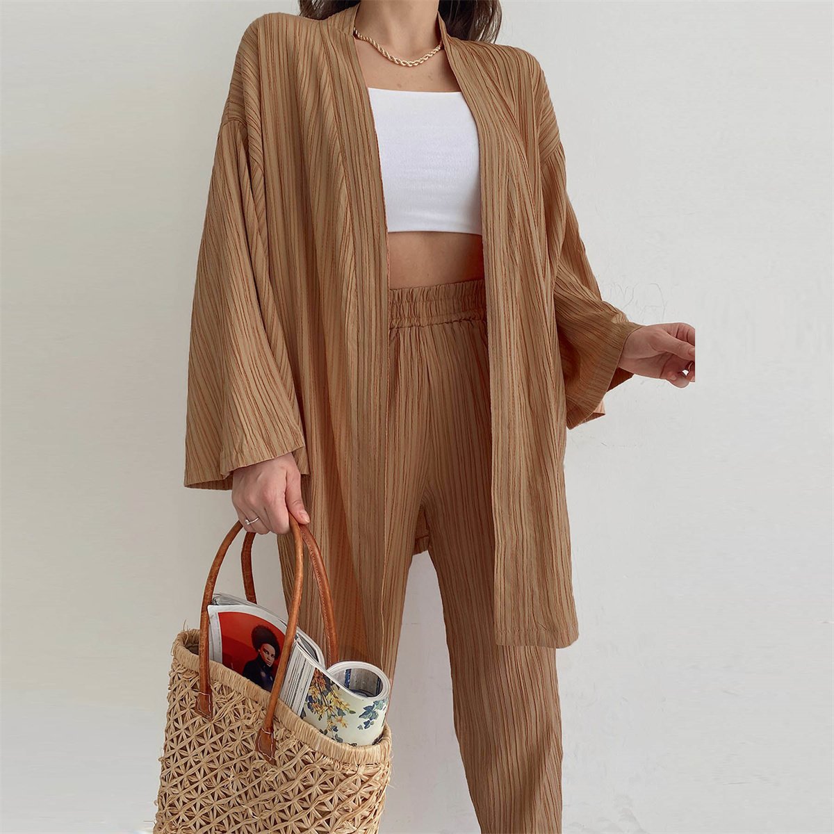 Cardigan Top Straight Pants Two Piece Set Womens Clothing Fall 2022 High Quality Long Sleeve Lounge Wear Sets 2 PCS Women's Sets