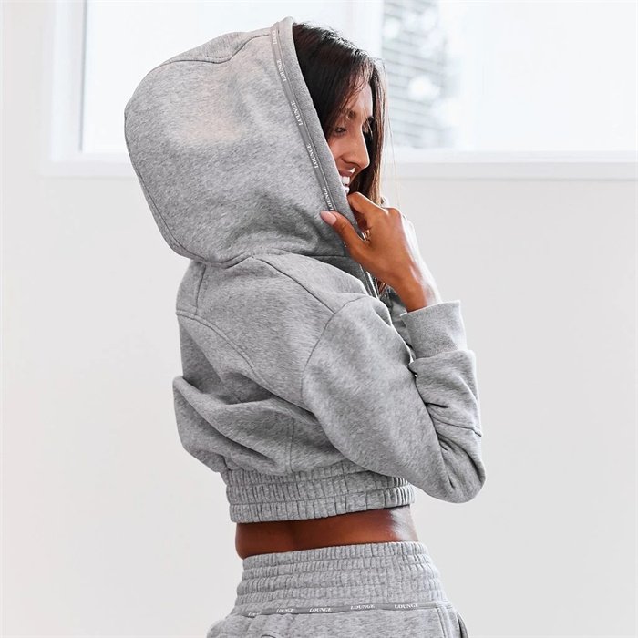Wholesale Streetwear Women's 2 piece Zipper Hoodie Joggers Tracksuit Cropped Set Custom Gym Plus Size tracksuit for women