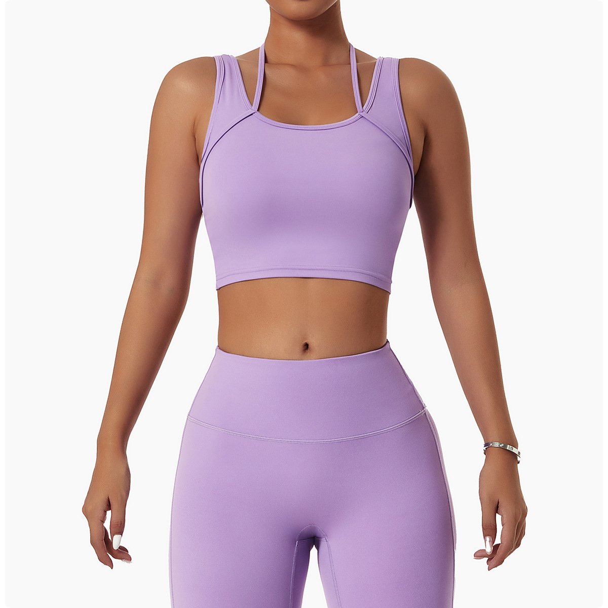 2023 New Women's Non-See-Through Lightweight Running Yoga Set and Bra Set Women Athletic Naked feeling push up butt legging set