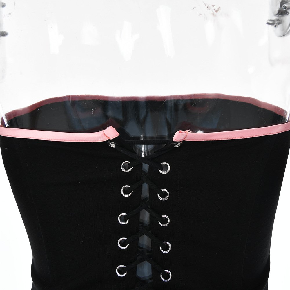 New Trendy Women's Skirt Set Bow Bandage Crop Top+Mini Skirt+Mesh Gloves Matching Sets Sexy 3 Piece Skirt Sets Women Clothing