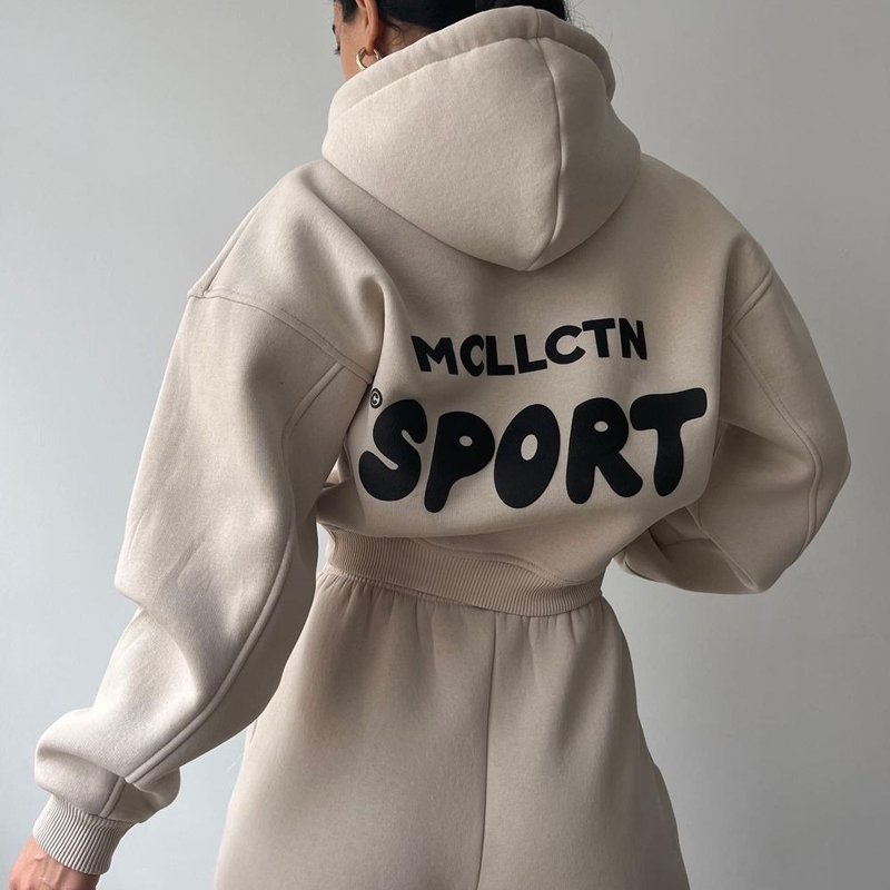 Custom logo women sweatshirts and skirts set organic cotton causal 2 piece mini skirt set women