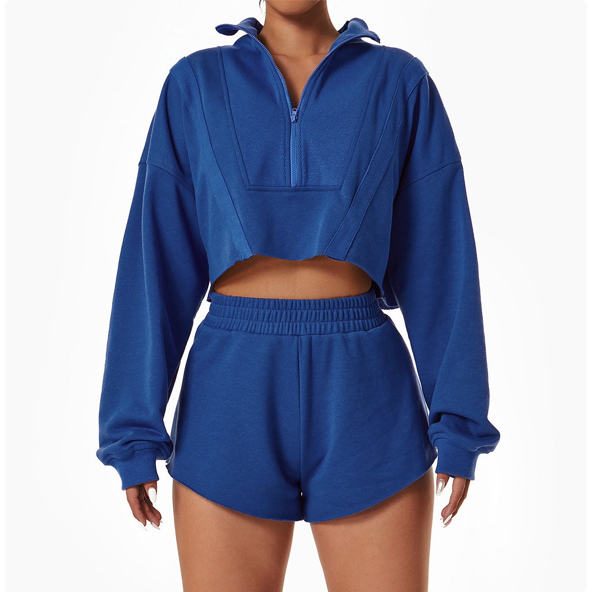 Long sleeve sports hoodie loose fashion stand-up collar zipper top wear gym training casual outdoor hoodie