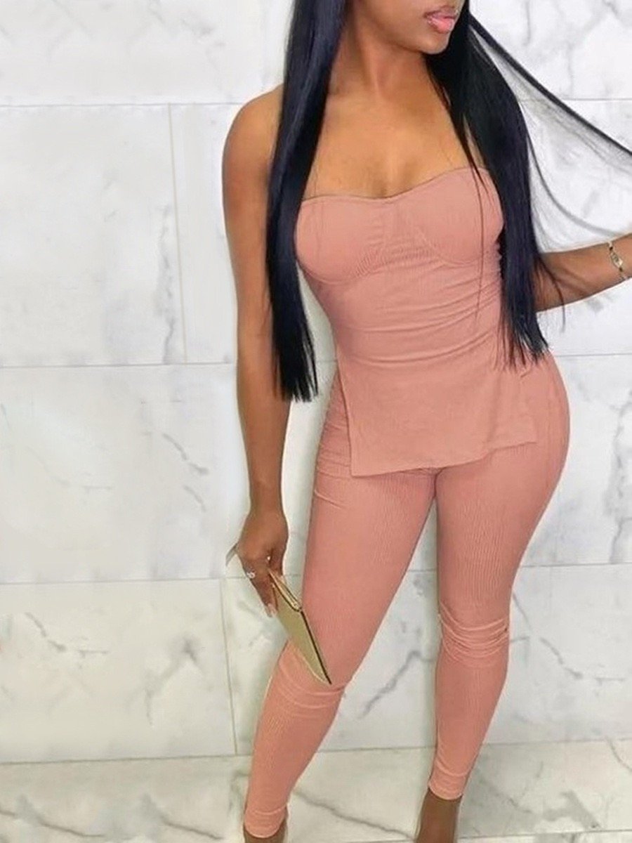 Summer Women's Solid Off the Shoulder Crop Top High Waist Casual Two Pieces Pants Sets For Women Workout Clothing