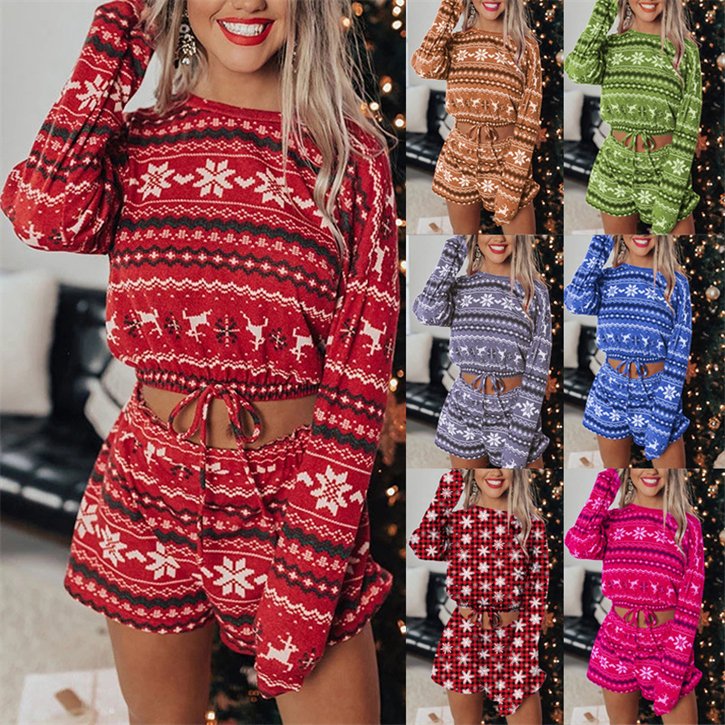 2024 new women christmas clothes hoodie set velvet long sleeve sweatshirt and shorts two piece sets green casual lounge wear set