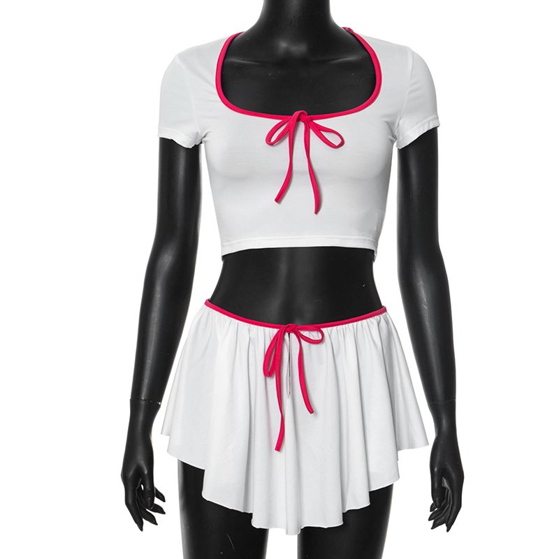 Fashion Two Piece Set Women Clothing Skirts Set Tank Top Crop Tops Vest & Mini Skirts 2pc Outfit Casual Wear