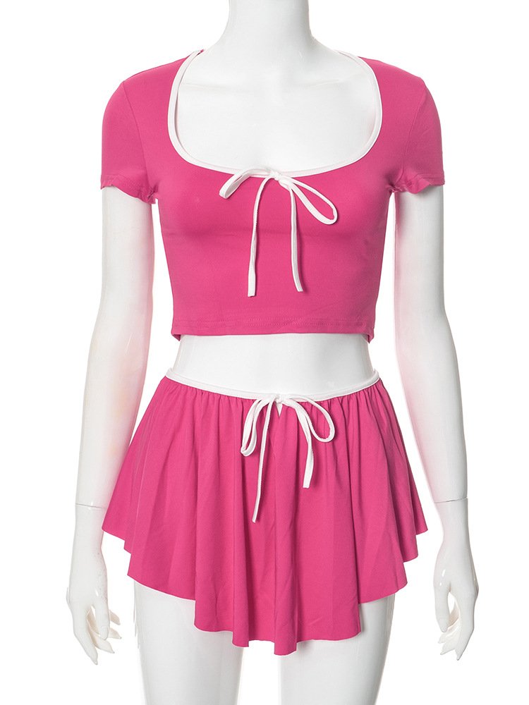 Fashion Two Piece Set Women Clothing Skirts Set Tank Top Crop Tops Vest & Mini Skirts 2pc Outfit Casual Wear