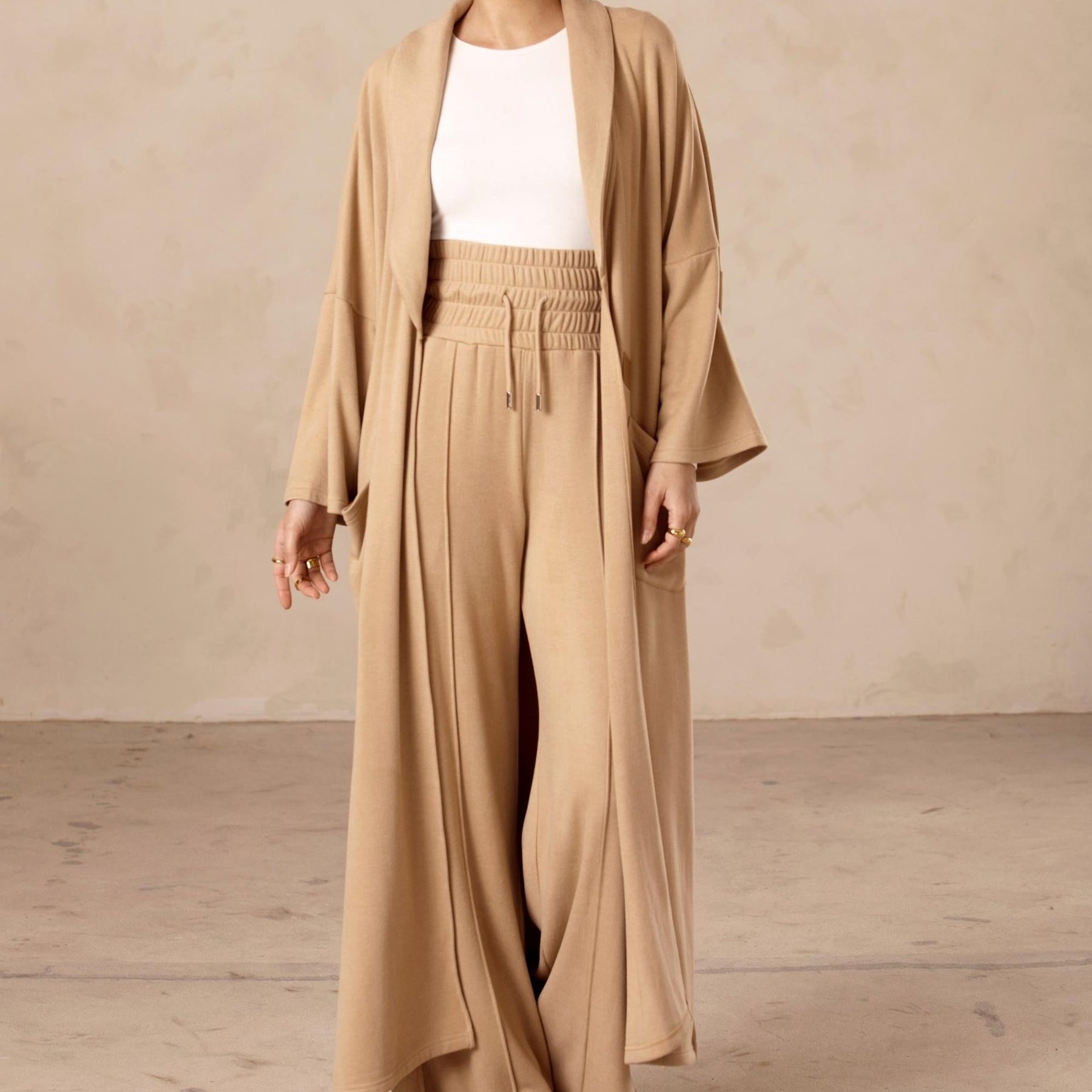 custom design long sleeve knit fall lounge pants abaya muslim plus size women's sets for wholesale
