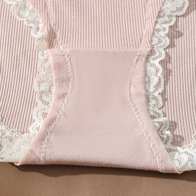 Wholesale lace silk slim high elastic v-neck mid-waist Cotton Tank Top Pants and Bra women's panties underwear set