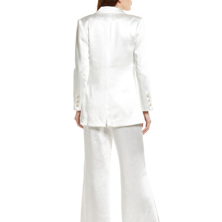 Fashion office Satin Blazer & Pants wholesale clothing two piece outfits set custom designed women's clothing set