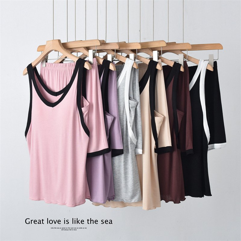 Women's Sets Modal Two piece set of chest padded vest and shorts Two piece set of oversized pajamas Womens clothing