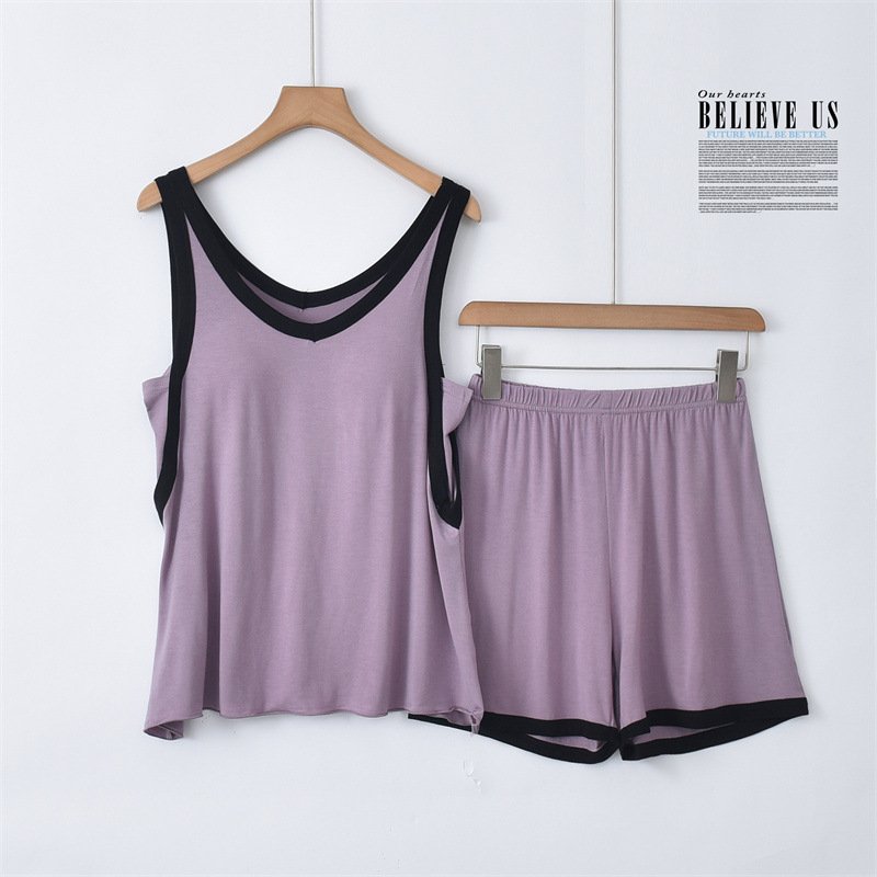 Women's Sets Modal Two piece set of chest padded vest and shorts Two piece set of oversized pajamas Womens clothing